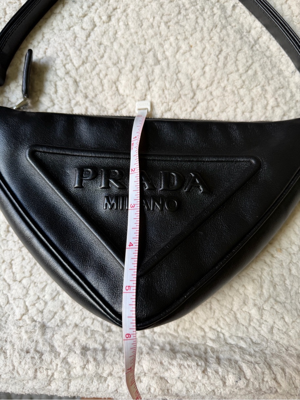 Prada Black Leather Enameled Metal Triangle Bag with Silver Hardware - Picture 13 of 16